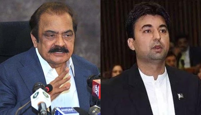 PML-N Rana Sanaullah and PTI leader Murad Saeed. — APP/PID/File