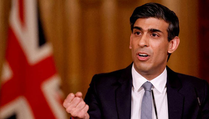 Britain's Chancellor of the Exchequer Rishi Sunak attends a virtual press conference inside 10 Downing Street in central London, Britain, March 3, 2021. — Reuters