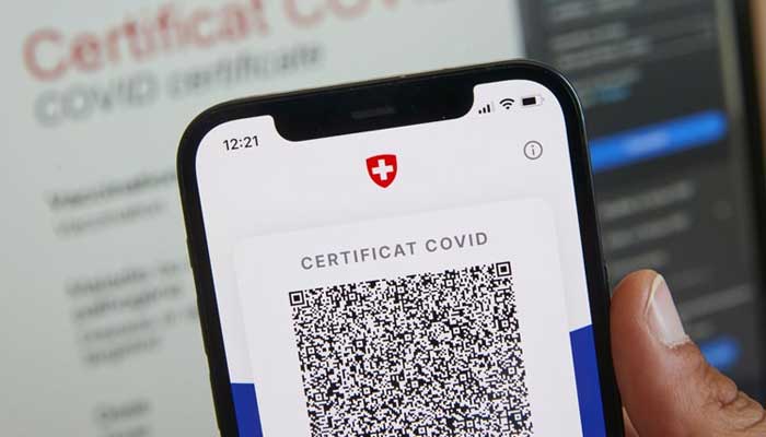 Switzerland's Covid certificate application for COVID-19 certificates is shown in this image.  — Reuters/File