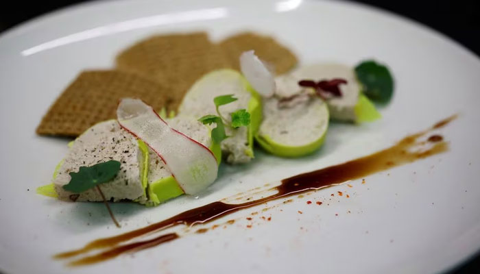 A dish of Faux-gras, a vegan alternative to foie gras cooked by Fabien Borgel, is seen in the restaurant 42 Degres in Paris, France, December 15, 2022. —Reuters