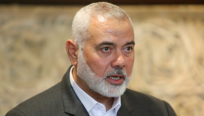 Top Palestinian group Hamas leader Ismail Haniyeh talks after meeting with Lebanese Parliament Speaker Nabih Berri in Beirut, Lebanon, June 28, 2021. — Reuters