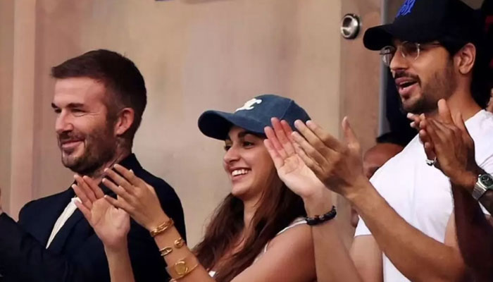 (From left to right) David Beckham, Kiara Advani and Sidharth Malhotra. — Outlookindia/File