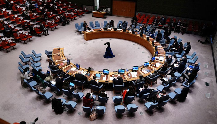 A general view of the United Nations Security Council during a meeting at the United Nations Headquarters in Manhattan, New York City, New York, US February 28, 2022. — Reuters