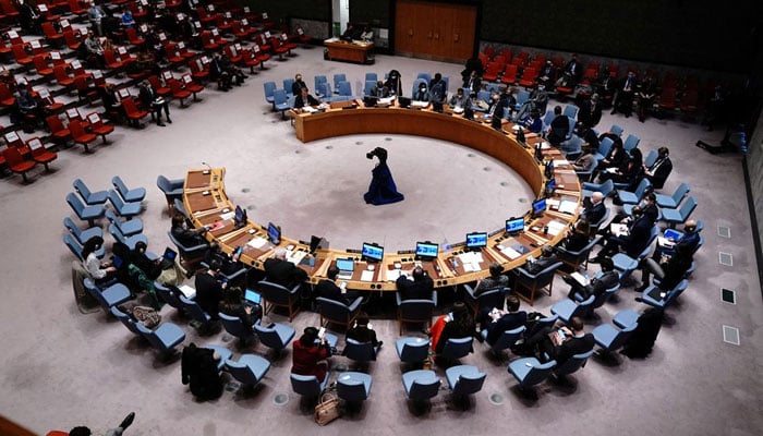A general view of the United Nations Security Council during a meeting at the United Nations Headquarters in Manhattan, New York City, New York, US February 28, 2022. — Reuters