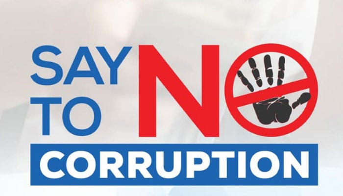 Representational image of a Say no to corruption slogan. — University of Lahore