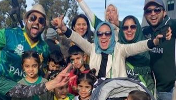 Fans seen cheering for Pakistan outside a stadium in this photo. — Cricket Australia