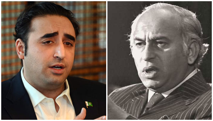 PPP Chairman Bilawal Bhutto-Zardari (left) and party founder and former prime minister Zulfikar Ali Bhutto. — AFP/X/@MediaCellPPP/File