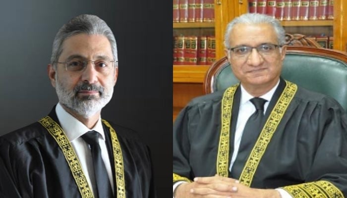 Chief Justice of Pakistan (CJP) Qazi Faez Isa (left) and Justice Ijazul Ahsan. — Supreme Court of Pakistan