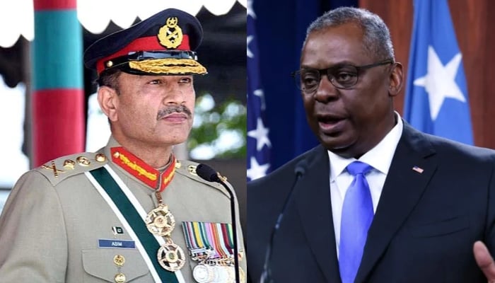 Chief of Army Staff (COAS) General Asim Munir (left) and US Secretary of Defence Lloyd Austin. — ISPR/AFP/File