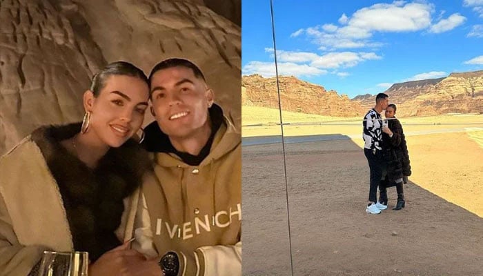 Georgina Rodriquez and Cristiano Ronaldo in Saudi Arabias AlUla. — Instagram/@georginagio