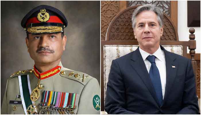 Chief of Army Staff (COAS) General Asim Munir and US Secretary of State Antony Blinken. —ISPR/AFP file