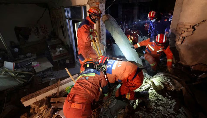 Rescue workers conduct search and rescue operations at Kangdiao village following the earthquake in Jishishan county, Gansu province, China December 19, 2023. — Reuters