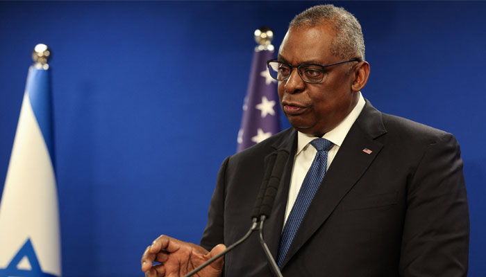 US Secretary of Defense Lloyd Austin speaks during a joint press conference with Israeli Defense Minister Yoav Gallant at Israels Ministry of Defense in Tel Aviv, Israel December 18, 2023. — Reuters