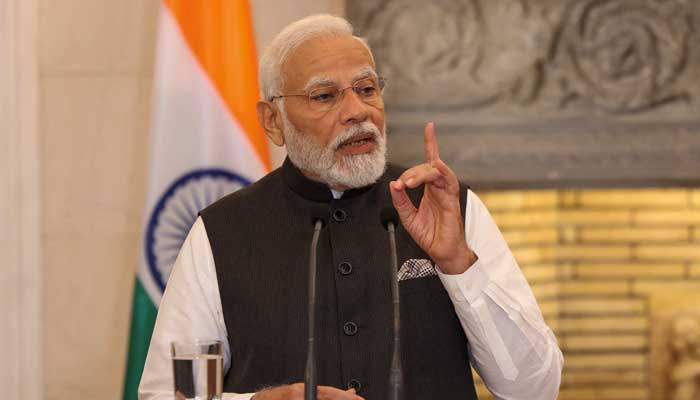 Indias Prime Minister Narendra Modi speaks during a joint press conference with Greek Prime Minister Kyriakos Mitsotakis at the Maximos Mansion in Athens, Greece, August 25, 2023. — Reuters