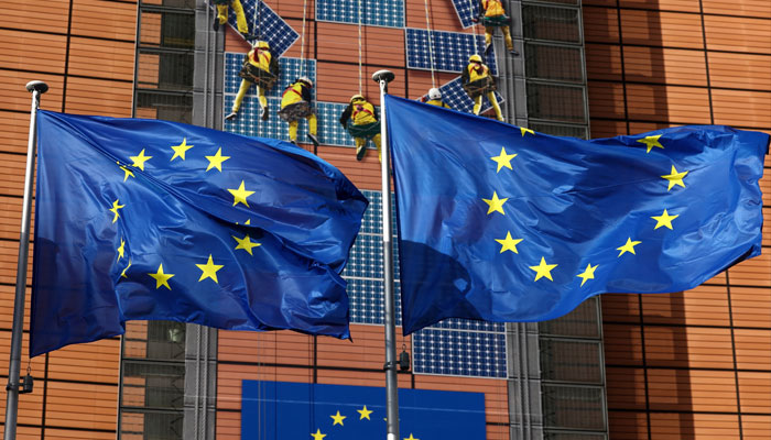 European Union flags flutter outside the EU Commission headquarters, in Brussels, Belgium, February 1, 2023.—Reuters