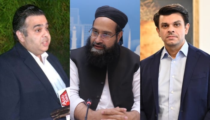 Fahd Haroon, Maulana Tahir Ashrafi and Jawad Sohrab Malik. — APP/X/@PAKPIPS/@JawadSohrab