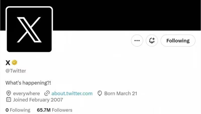 A screen capture of Twitters official page with an X on the profile image is seen on July 23, 2023 in this screengrab obtained from a social media website. —REUTERS/File