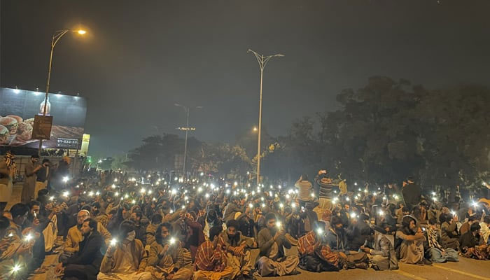 This image shows Baloch marchers staging a sit-in in Islamabad on December 20, 2023. — X/sommulbaloch