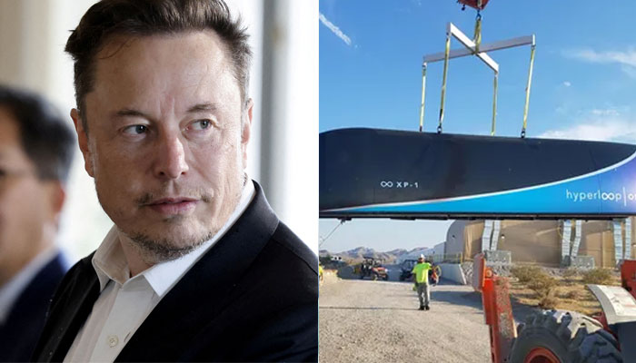 Elon Musk and a Hyloop One capsule.—Reuters/Hyperloop One