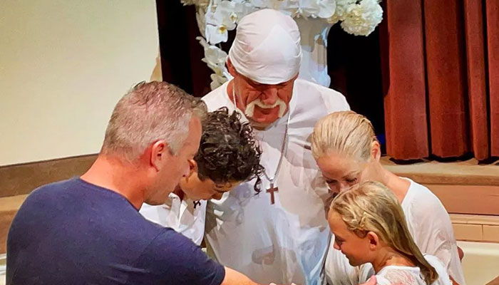 Hulk Hogan gets baptized .—Instagram@Hulk Hogan