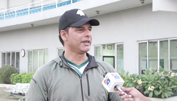 Former chief selector Mohammad Wasim speaks during an interview with Geo News in Karachi, on December 22, 2023. — Reporter