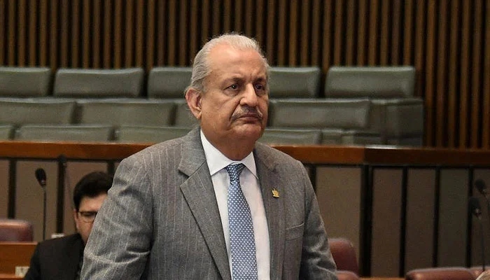 Pakistan Peoples Partys Senator Raza Rabbani addressing a Senate session. — NNI/File