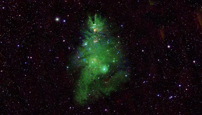 The Christmas Tree Cluster, a swarm of stars and gas some 2,500 light-years from Earth captured by Nasas Chandra X-ray Observatory. — X/@NASA