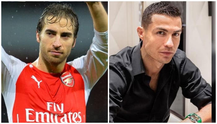 Former French footballer Mathieu Flamini (left) and Cristiano Ronaldo — AFP/Instagram/@cristiano/File