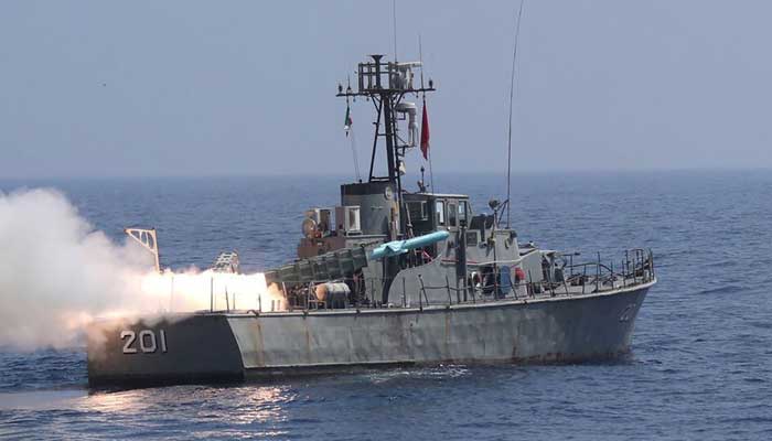 A missile is launched by Irans military during a navy exercise in the Gulf of Oman, in this picture obtained on January 14, 2021. — Reuters