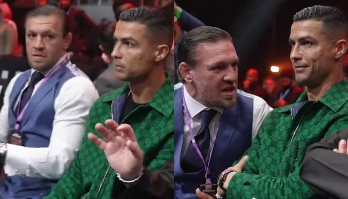Cristiano Ronaldo (right) sits next to Conor McGregor. — X/@boxingontnt