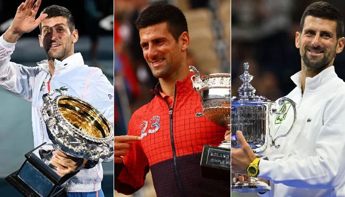 Novak Djokovic with the Australian Open, Rolland Garros and French Open. — Reuters/AFP/File