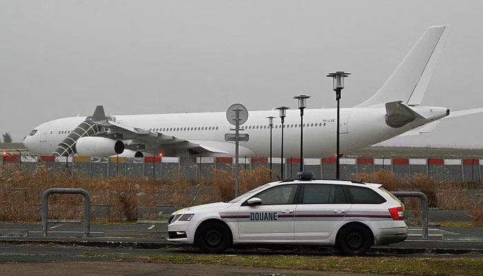 The Airbus A340 carrying 303 Indians had been bound for Nicaragua when it was detained Dec 21 at Vatry airport, east of Paris. — AFP