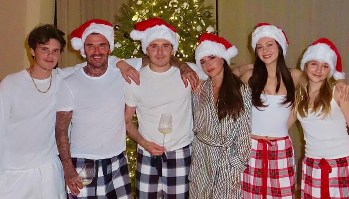 Inter Miami CEO David Beckham (second from left) poses with son Cruz (left), Brooklyn (centre), wife Victoria Beckham, daughter-in-law Nicola Peltz and daughter Harper Seven. — Instagram/@davidbeckham