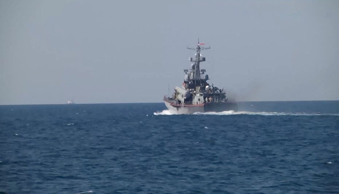 This still shows the guided missile ship Ivanovets during drills in the Black Sea, on July 21, 2023. — Reuters