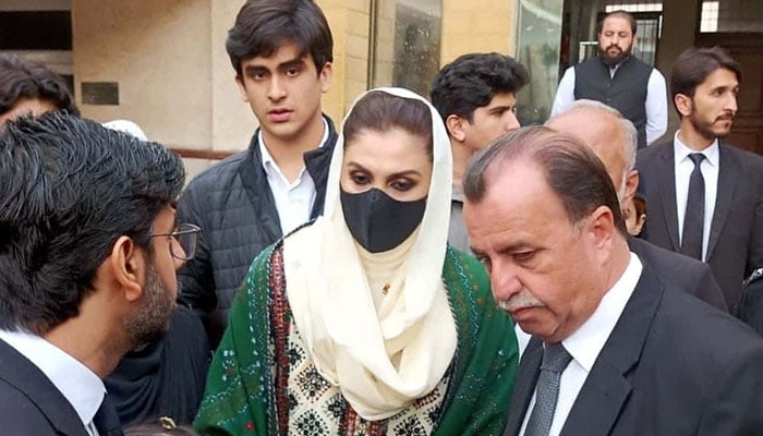Fashion designer and PTI supporter Khadija Shah arrived for a court case hearing at the Anti-Terrorism Court (ATC) in Quetta on Thursday, December 28, 2023. — PPI