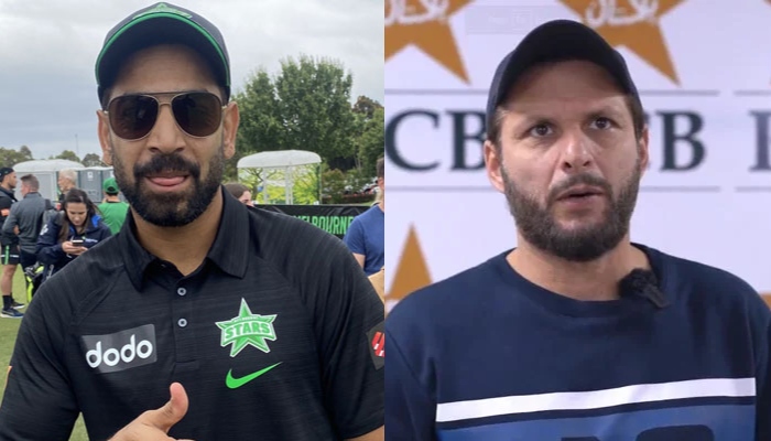 Pakistan pacer Haris Rauf (left) and former skipper Shahid Afridi. — X/@StarsBBL/@PCB