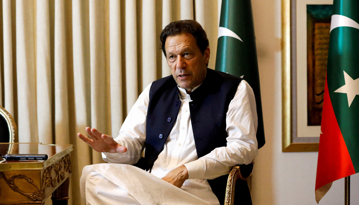Former prime minister Imran Khan speaks with Reuters during an interview, in Lahore, on March 17, 2023. — Reuters