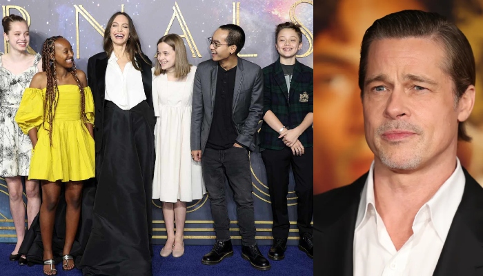Photo: Angelina Jolie teases Brad Pitt with children