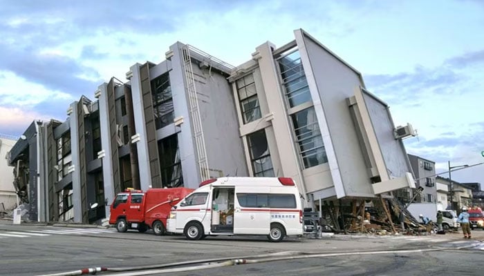 A collapsed building caused by an earthquake is seen in Wajima, Ishikawa prefecture, Japan January 2, 2024, in this photo released by Kyodo. — Reuters