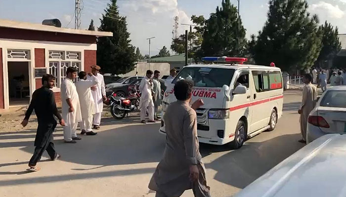 The picture shows police van at the site of incident in Sadda, Kurram district, on January 7, 2024. — Provided by the reporter