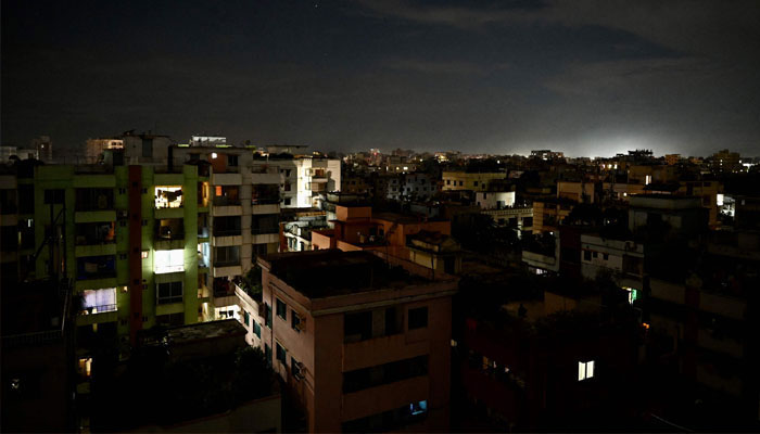 This photograph taken on October 4, 2022 shows a residential neighbourhood during a power blackout. —AFP/file