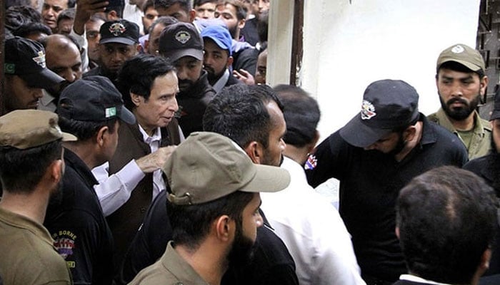 Pakistan Tehreek-e-Insaf (PTI) President Parvez Elahi leaving court after a case hearing at District Court in Lahore on Friday, June 2, 2023. — PPI