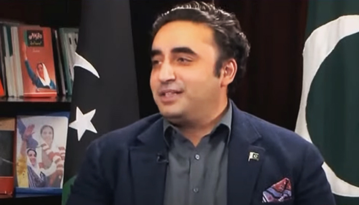 PPP Chairman Bilawal Bhutto-Zardari speaks during an interview with a private television channel in Islamabad, aired on January 8, 2024, in this still taken from a video. — YouTube