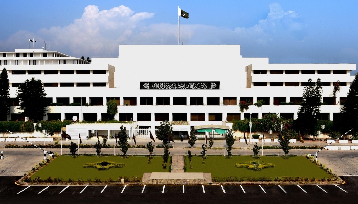 An undated picture of the parliament house building in Islamabad. —Senate website