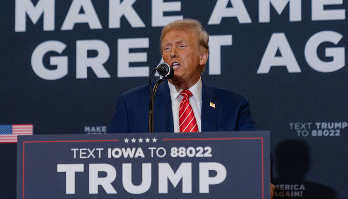 Former US President and Republican presidential candidate Donald Trump speaks during a campaign event, in Clinton, Iowa, US, January 6, 2024. — Reuters