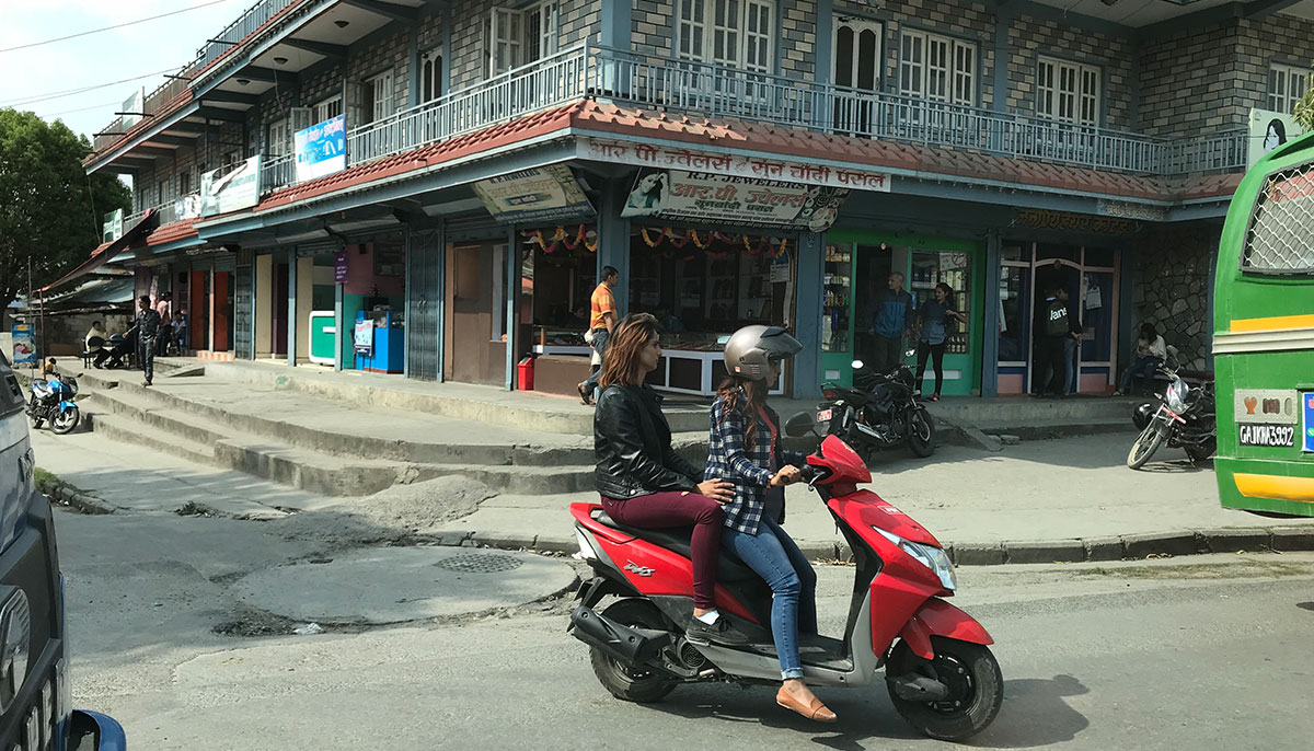 Women are seen riding scooters and bikes in numbers in Kathmandu, the capital of Nepal in 2018. — Photo by author