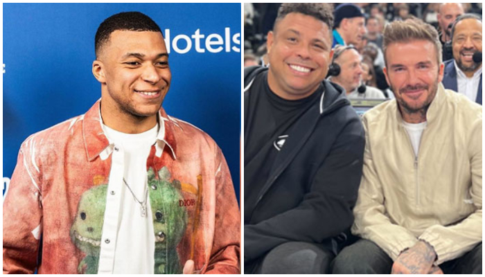 Kylian Mbappe (left) and Ronaldo Nazario sitting alongside David Beckham during an NBA event in Paris, France. — Instagram/X/k.mbappe/@NBA