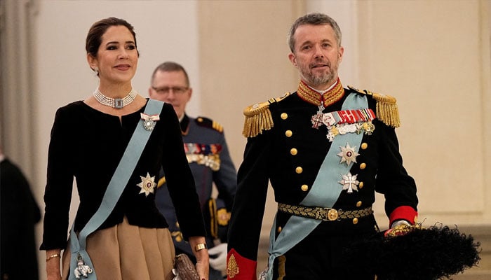 Denmarks Crown Prince Frederik and Crown Princess Mary attend the New Years reception for officers from the Armed Forces and the National Emergency Management Agency, as well as invited representatives of major national organizations and the royal patronage, at Christiansborg Castle in Copenhagen, Denmark January 4, 2024. —Reuters