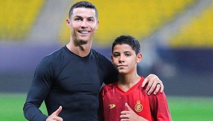 Al Nassr captain Cristiano Ronaldo poses with his son Cristiano Ronaldo Jr. — Instagram/@lcrisjrl