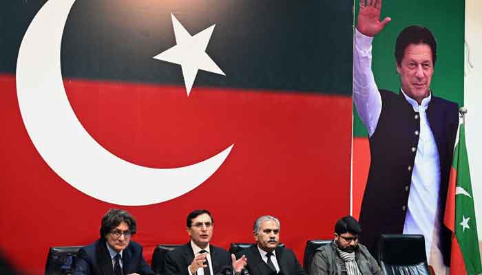 PTI Chairman Gohar Khan (2L) speaks during a press conference in Islamabad on January 4, 2024. —AFP